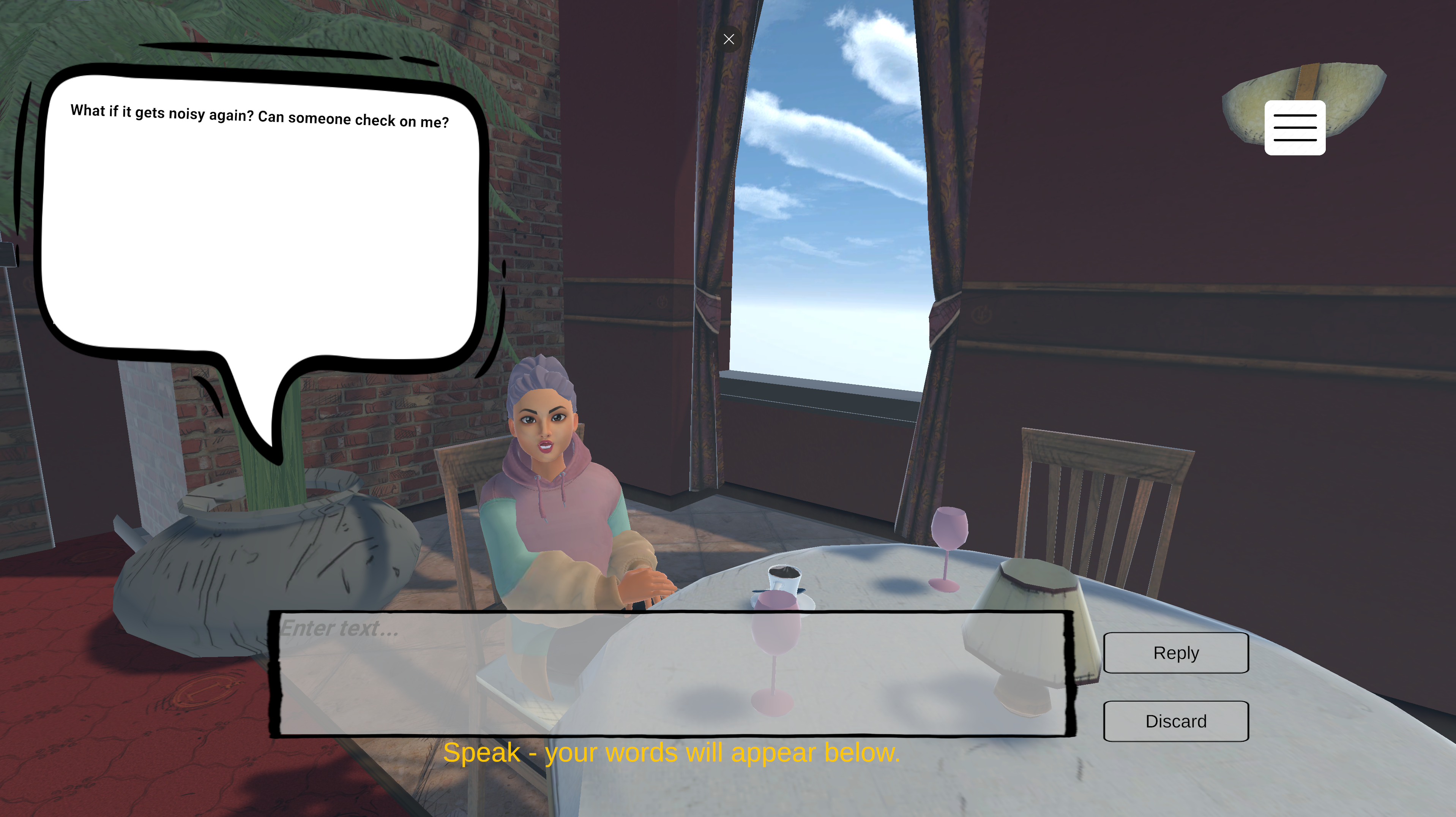 SMART-B simulator: dialogue with a virtual guest at a restaurant table with speech and text input